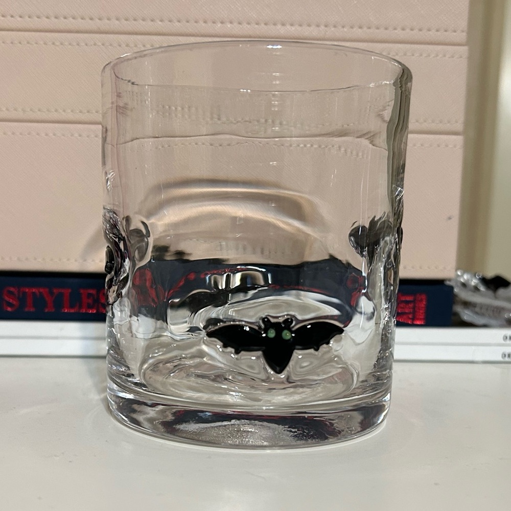 World Market Charm Bat Inlay Double Old Fashioned Glass